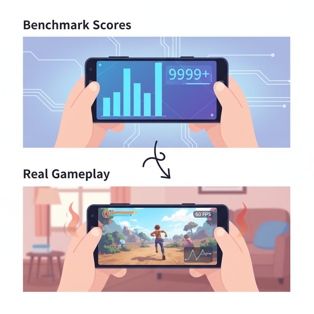 Benchmark Scores vs Real Gameplay: Understanding the Gap のイメージ