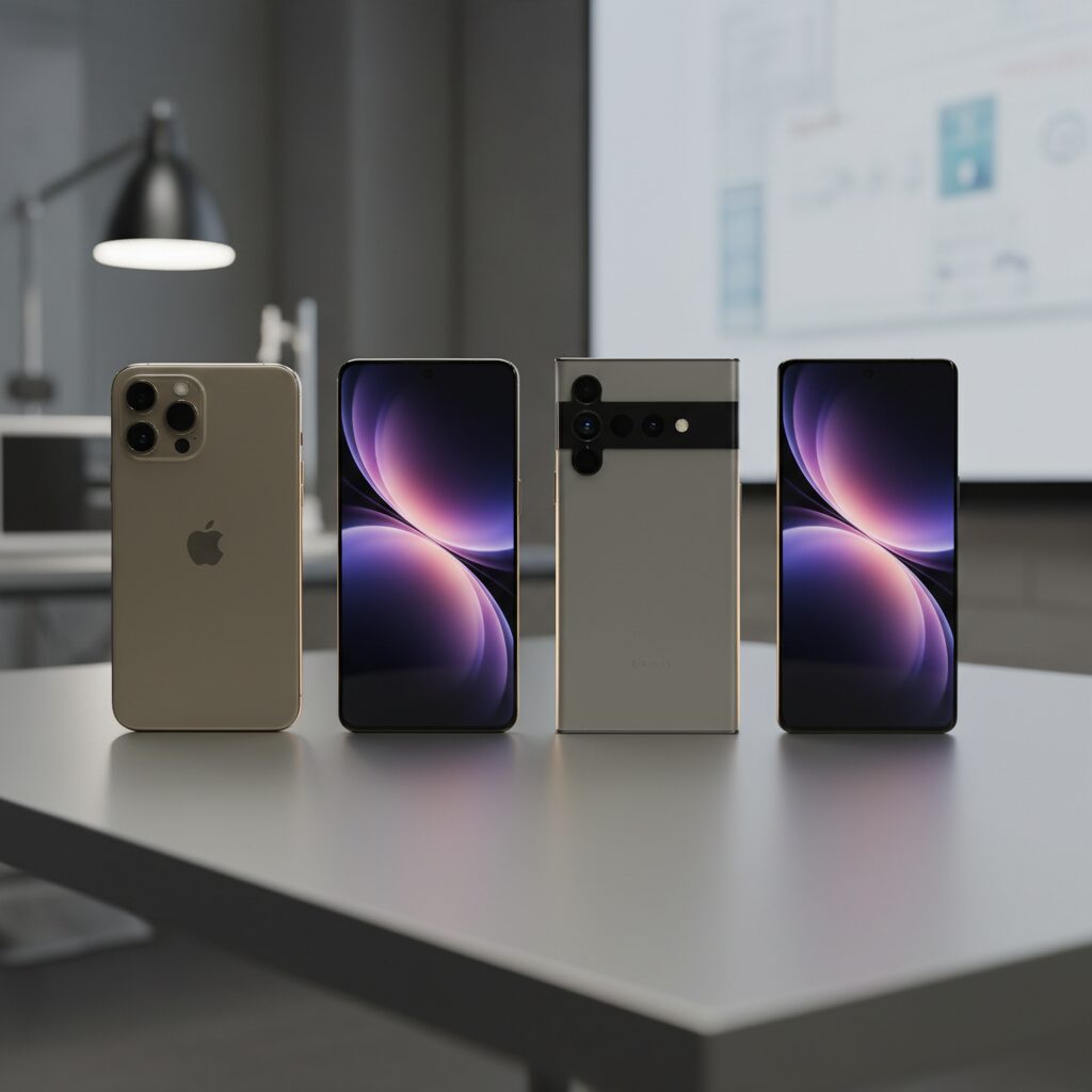 Flagship Display Specs Compared: iPhone 17 Pro Max, Galaxy S26 Ultra, Pixel 10 Pro, Xperia 1 VII のイメージ