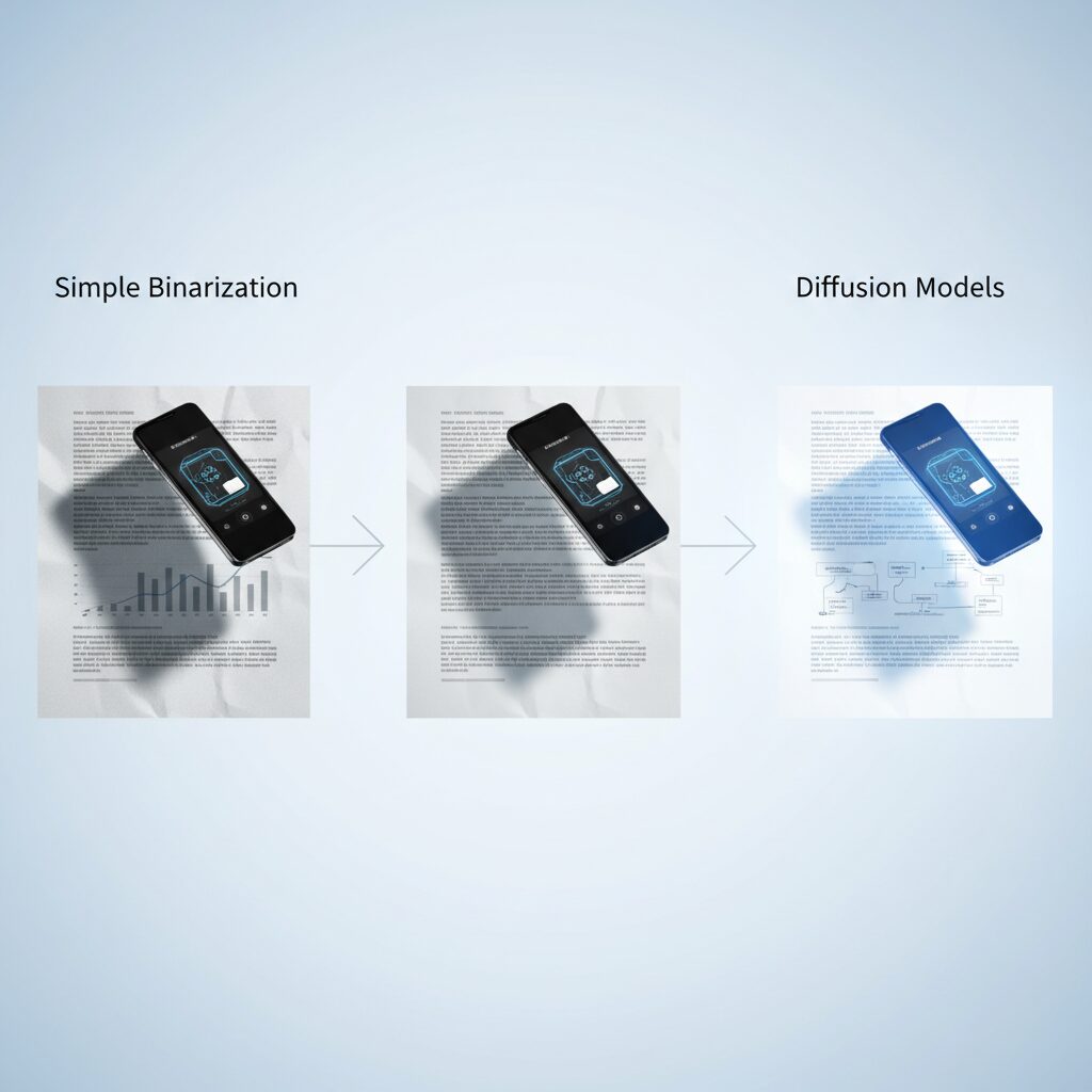 From Simple Binarization to Diffusion Models: The Evolution of Shadow Removal Algorithms のイメージ