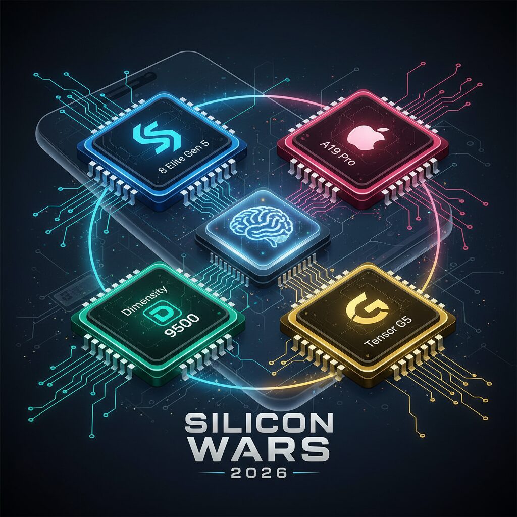 Silicon Wars 2026: Snapdragon 8 Elite Gen 5, Dimensity 9500, A19 Pro, and Tensor G5 Compared のイメージ