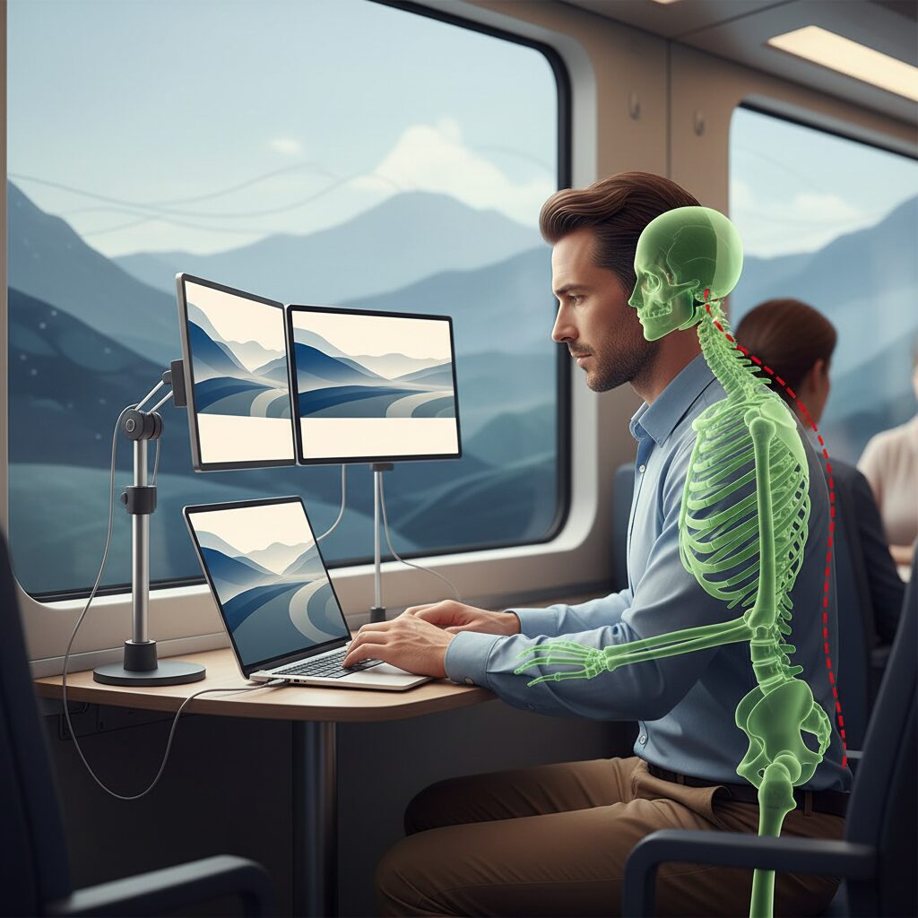 Ergonomics in Mobile Setups: Neck Strain, Viewing Angles, and Healthy Layouts のイメージ